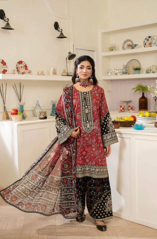 Crimson Royale 3-Piece Printed Lawn Suit