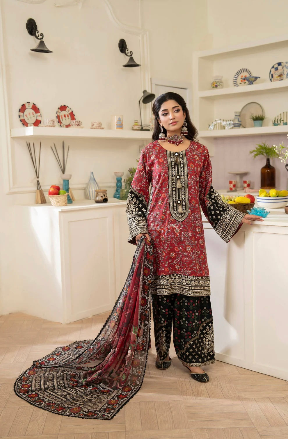 Crimson Royale 3-Piece Printed Lawn Suit