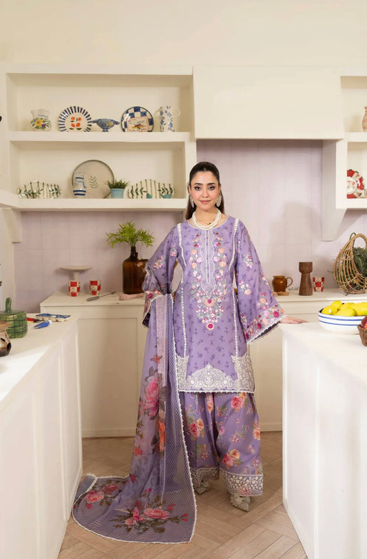 Lavender Grace 3-Piece Embroidered Lawn Suit
