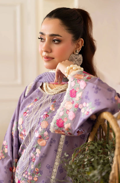 Lavender Grace 3-Piece Embroidered Lawn Suit