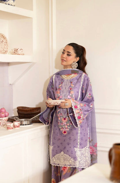 Lavender Grace 3-Piece Embroidered Lawn Suit
