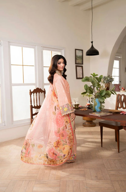 Peach Blossom 3-Piece Embroidered Lawn Suit