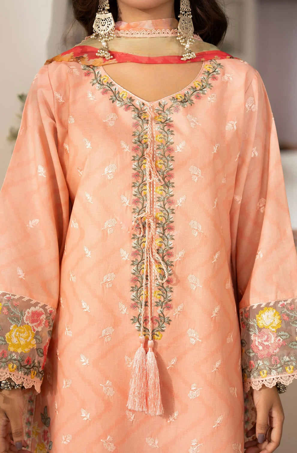Peach Blossom 3-Piece Embroidered Lawn Suit