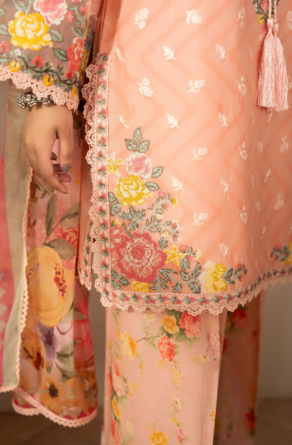 Peach Blossom 3-Piece Embroidered Lawn Suit