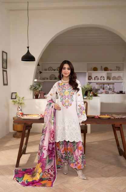 Floral Harmony 3-Piece Embroidered Lawn Suit