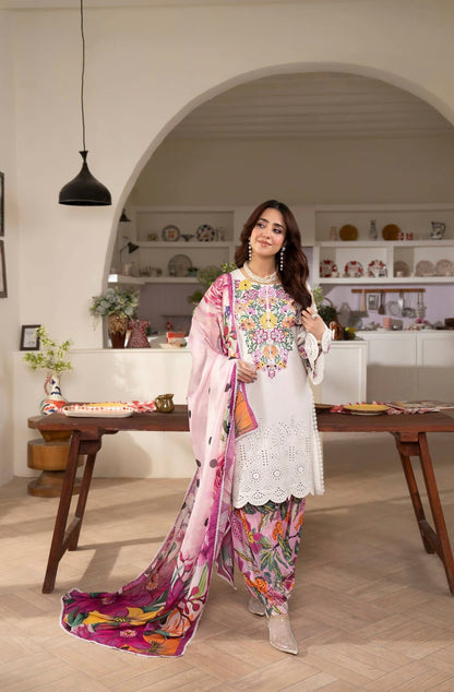 Floral Harmony 3-Piece Embroidered Lawn Suit