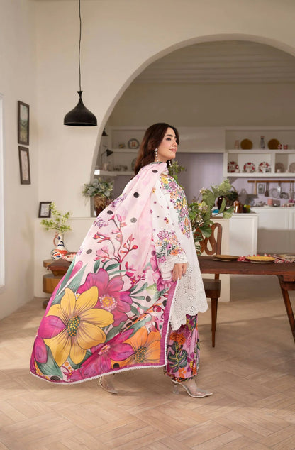 Floral Harmony 3-Piece Embroidered Lawn Suit