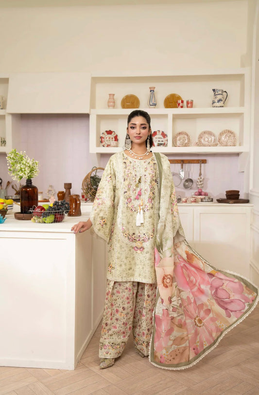 Ivory Garden 3-Piece Embroidered Lawn Suit