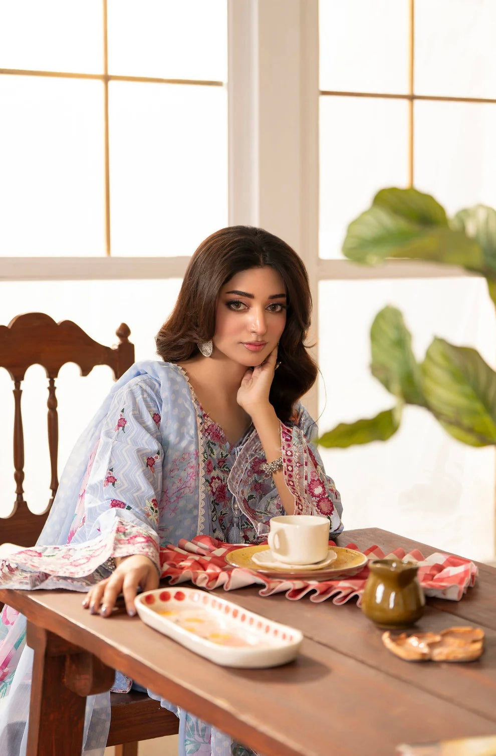 Azure Petals 3-Piece Printed Lawn Suit