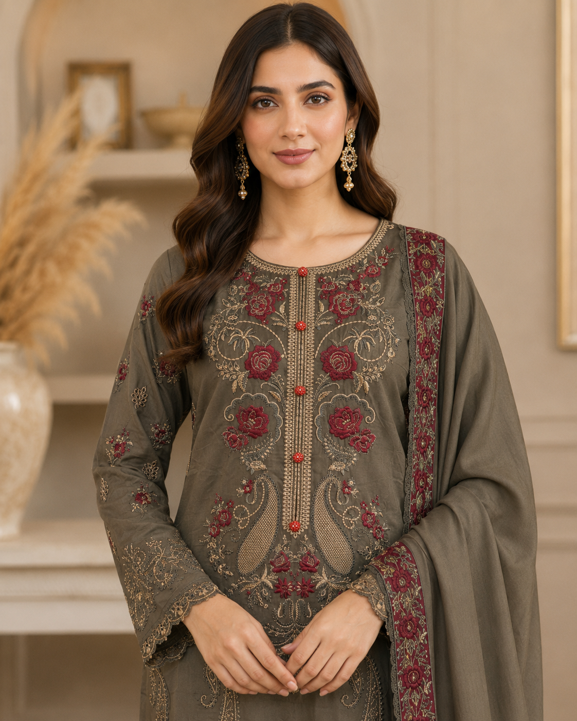 Regal Paisley Luxe 3-Piece Kurta Trouser Set