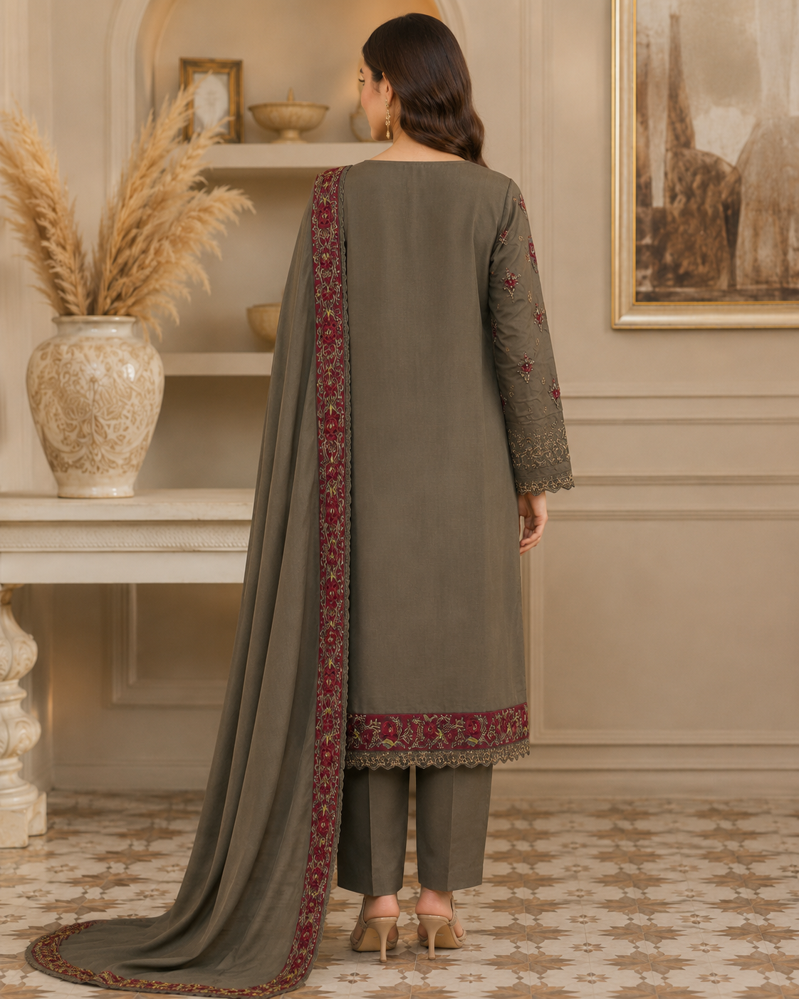Regal Paisley Luxe 3-Piece Kurta Trouser Set