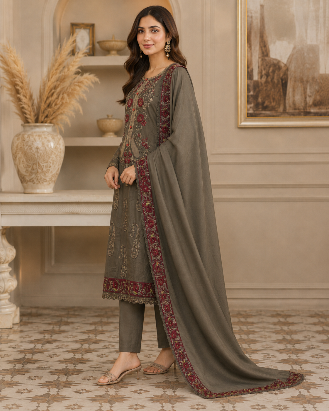 Regal Paisley Luxe 3-Piece Kurta Trouser Set
