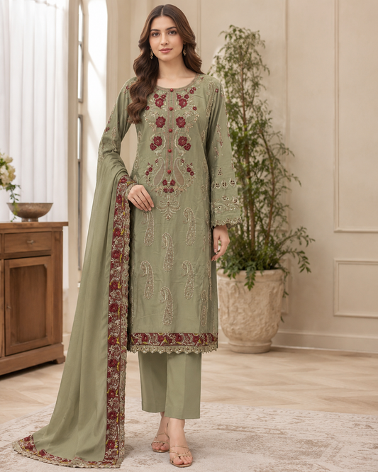 Regal Paisley Luxe 3-Piece Kurta Trouser Set