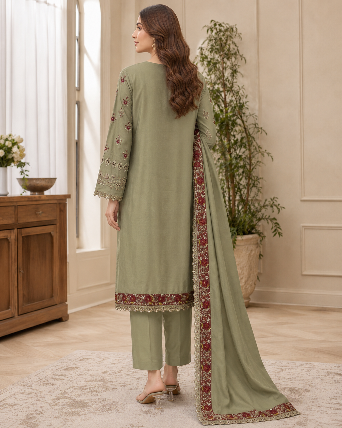 Regal Paisley Luxe 3-Piece Kurta Trouser Set