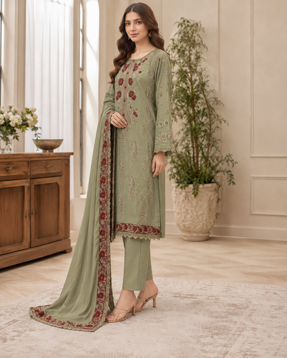 Regal Paisley Luxe 3-Piece Kurta Trouser Set