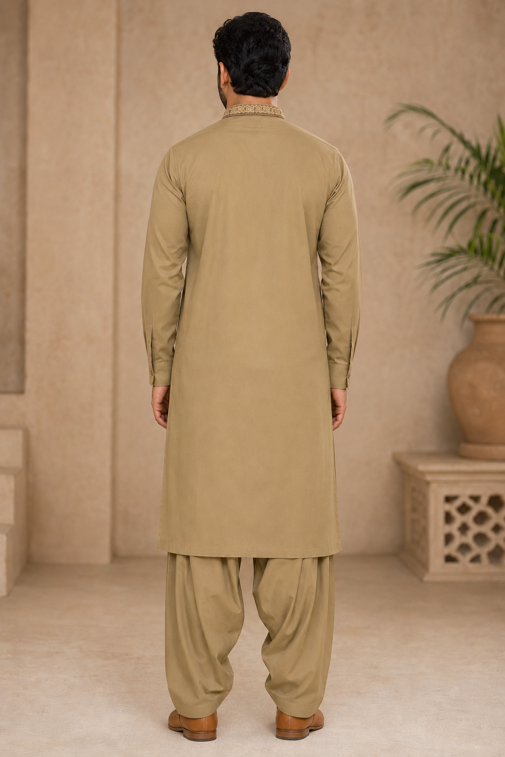 Heritage Crest Embroidered Men’s 3-Piece Shalwar Kameez Set