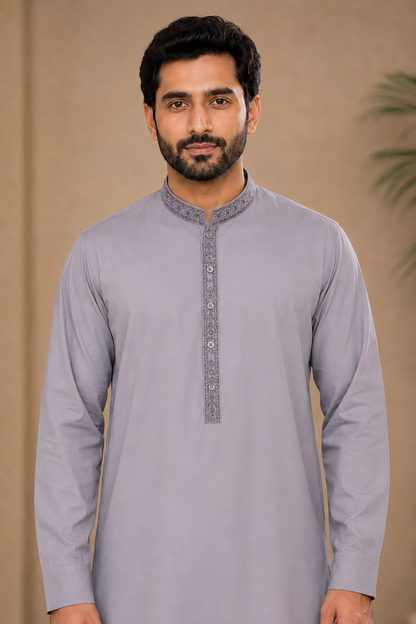 Sterling Grace Embroidered Men’s 3-Piece Shalwar Kameez Set