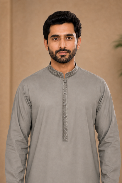 Timeless Poise Embroidered Men’s 3-Piece Shalwar Kameez Set