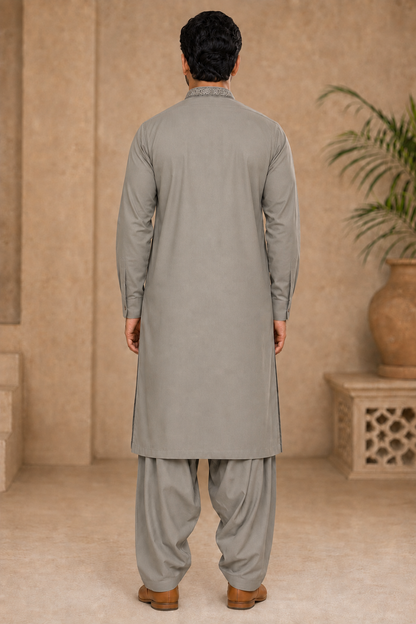 Timeless Poise Embroidered Men’s 3-Piece Shalwar Kameez Set
