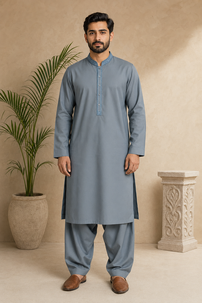 Noble Horizon Embroidered Men’s 3-Piece Shalwar Kameez Set