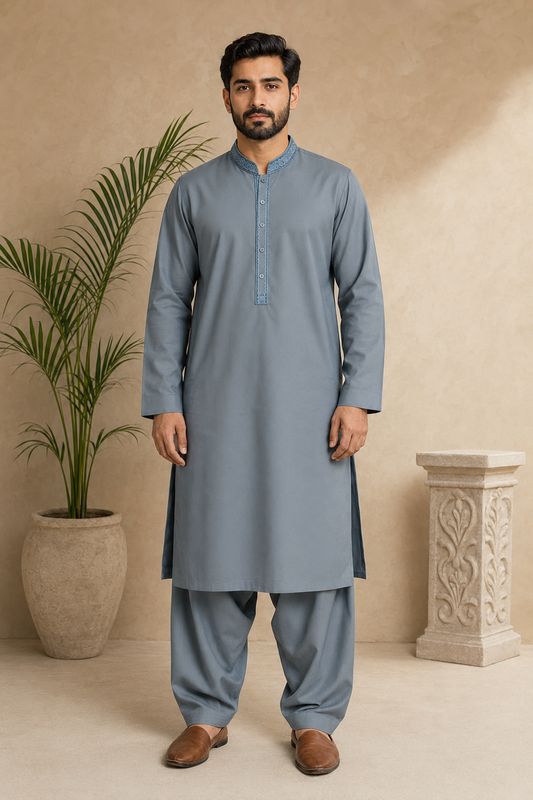 Noble Horizon Embroidered Men’s 3-Piece Shalwar Kameez Set