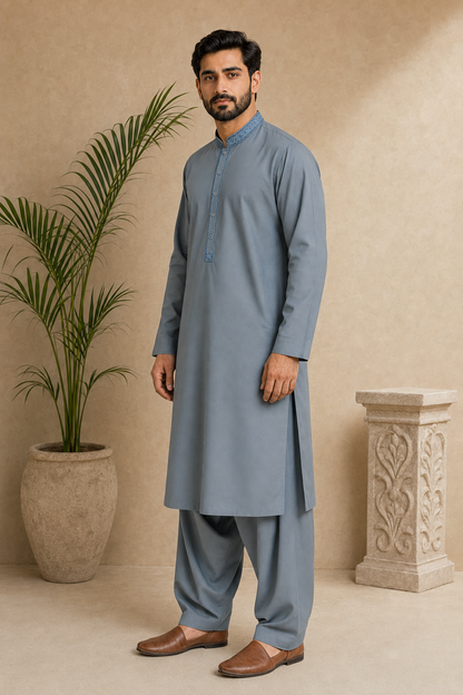 Noble Horizon Embroidered Men’s 3-Piece Shalwar Kameez Set