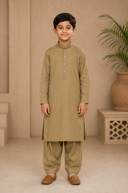 Young Heritage Embroidered Boys’ 3-Piece Shalwar Kameez Set