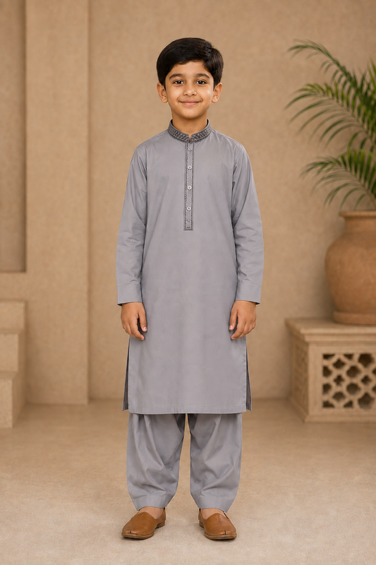 Young Sterling Embroidered Boys’ 3-Piece Shalwar Kameez Set