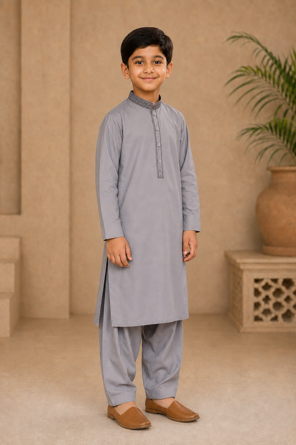 Young Sterling Embroidered Boys’ 3-Piece Shalwar Kameez Set