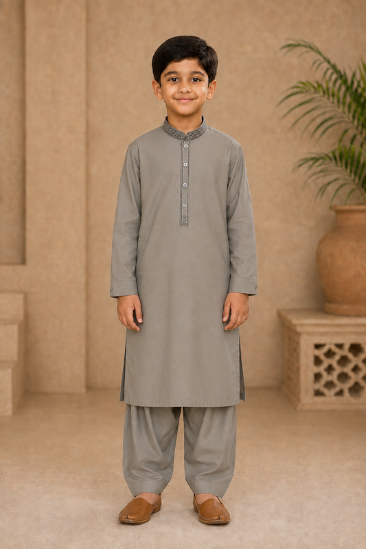 Young Classic Embroidered Boys’ 3-Piece Shalwar Kameez Set