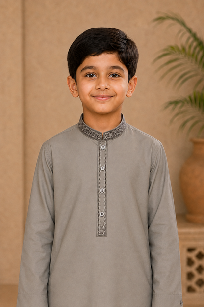 Young Classic Embroidered Boys’ 3-Piece Shalwar Kameez Set