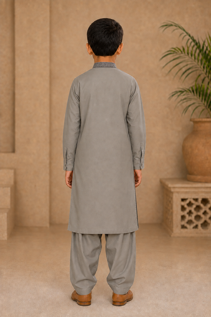 Young Classic Embroidered Boys’ 3-Piece Shalwar Kameez Set