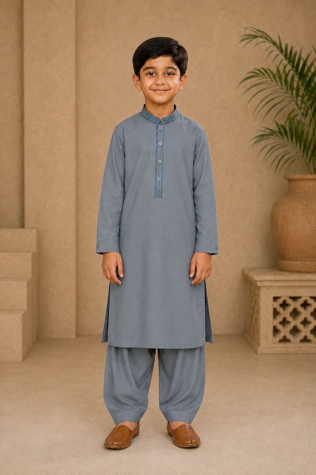 Young Horizon Embroidered Boys’ 3-Piece Shalwar Kameez Set