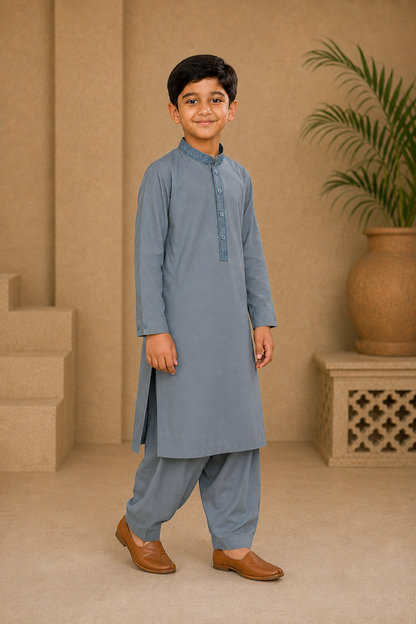 Young Horizon Embroidered Boys’ 3-Piece Shalwar Kameez Set