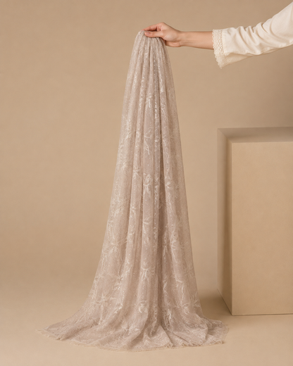 Embroidered Broshia Slub Chiffon 1-Piece Scarf