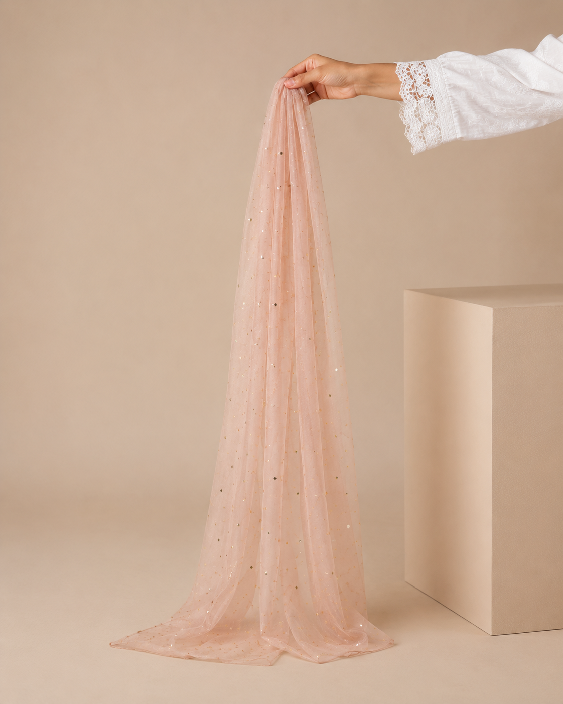 Metallic Foil Dash Print 1 piece chiffon  Scarf