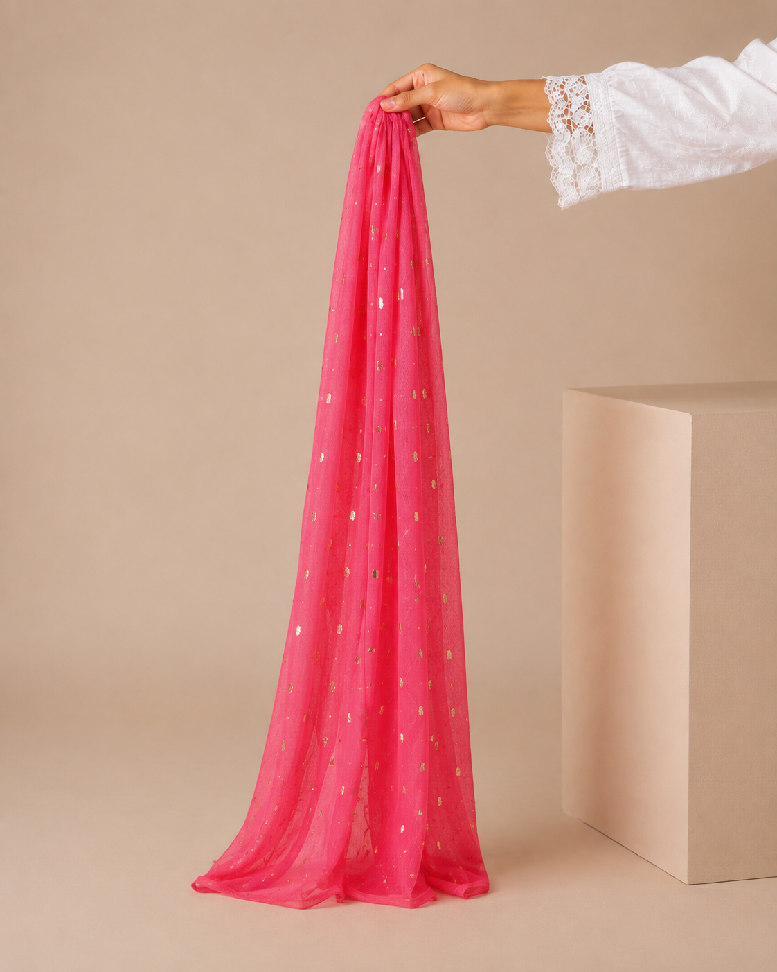 Metallic Foil Dash Print 1 piece chiffon  Scarf