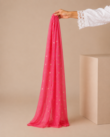 Metallic Foil Dash Print 1 piece chiffon  Scarf