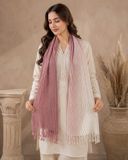 Crinkled Ombre 1 Piece Soft Wool Scarf