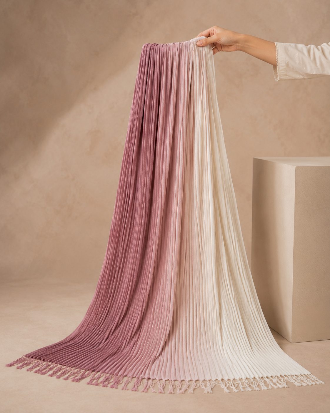 Crinkled Ombre 1 Piece Soft Wool Scarf
