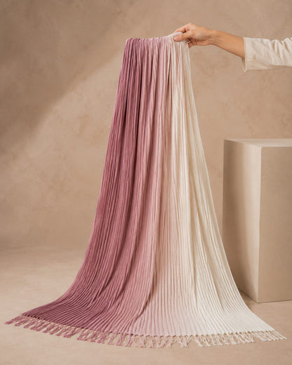 Crinkled Ombre 1 Piece Soft Wool Scarf