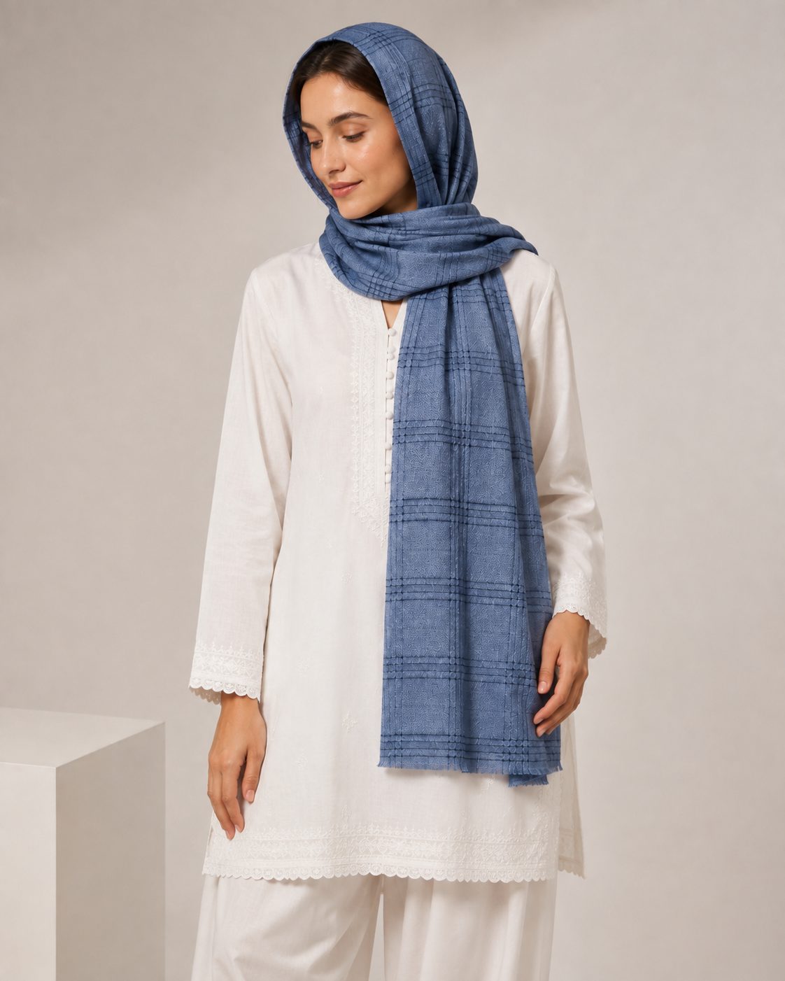 Crinkled Ombre 1 Piece Soft Wool Scarf