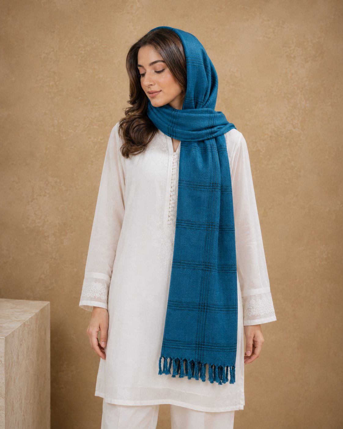 Crinkled Ombre 1 Piece Soft Wool Scarf