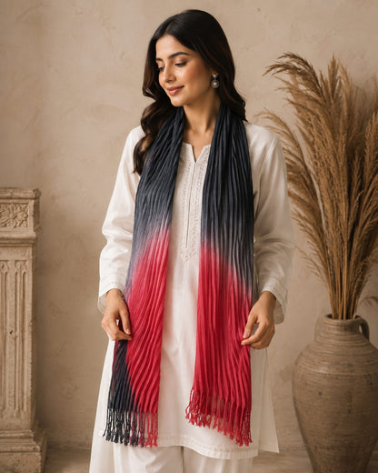 Crinkled Ombre 1 Piece Soft Wool Scarf