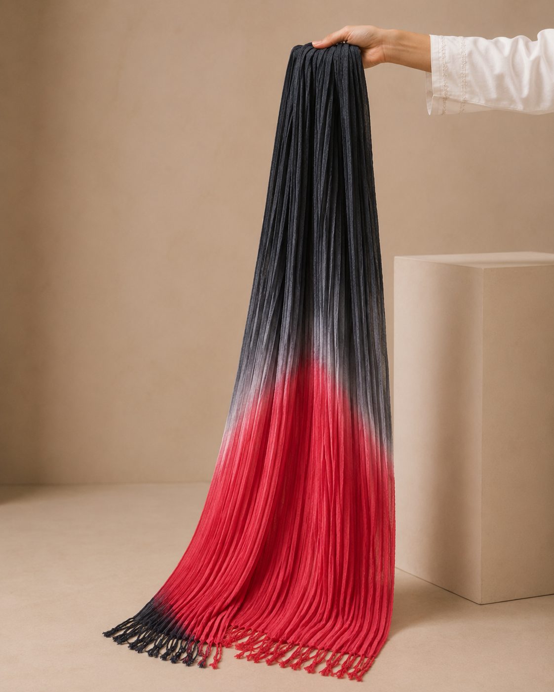 Crinkled Ombre 1 Piece Soft Wool Scarf