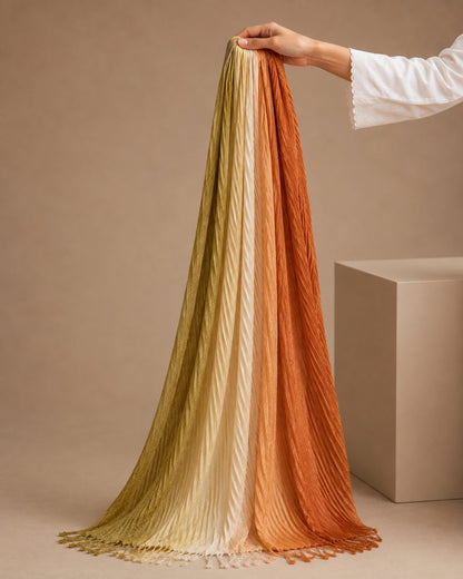 Crinkled Ombre 1 Piece Soft Wool Scarf