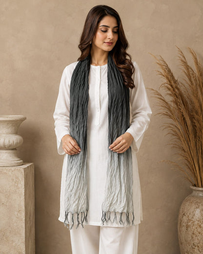 Crinkled Ombre 1 Piece Soft Wool Scarf