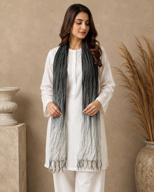 Crinkled Ombre 1 Piece Soft Wool Scarf