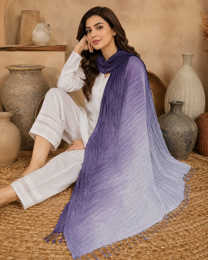 Crinkled Ombre 1 Piece Soft Wool Scarf