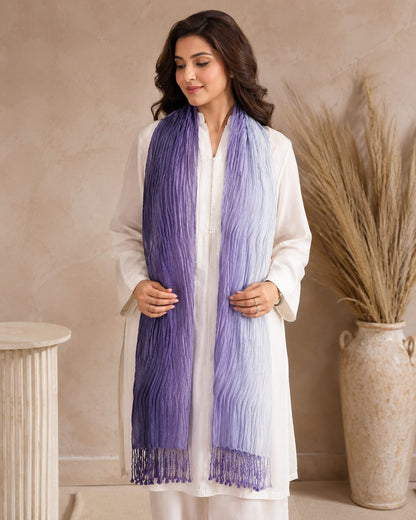Crinkled Ombre 1 Piece Soft Wool Scarf